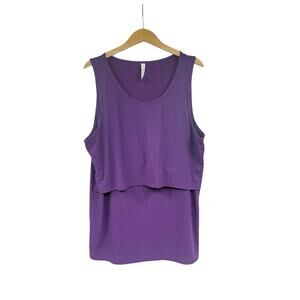 Latched Mama Ribbed Purple Breastfeeding Tank Top Discreet Stretch Womens 1XL